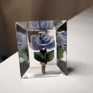 Brooch Pin encased with purple, blue rose